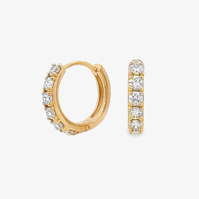 Ladies polished ceramic earrings -Prong Set 0.35CT Diamond Mini Huggie Earrings