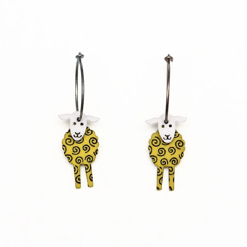 Ladies starlit wonder earrings -Lene Lundberg K-Form Chartreuse Sheep/Grey Head Earrings