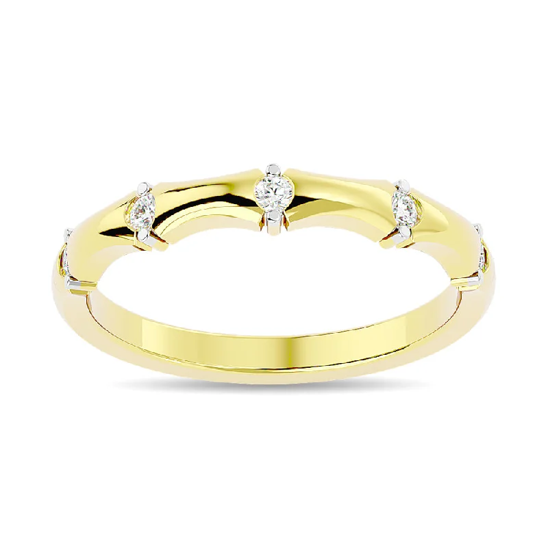 Ladies 22K gold statement rings -Diamond 1/8 ct tw Stackable Anniversary Ring in 14K Yellow Gold