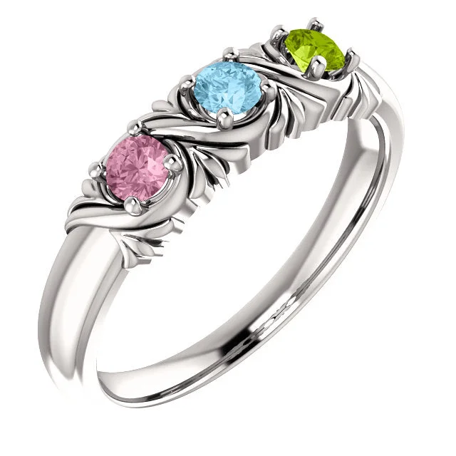 Round Mother's Family Birthstone Ring