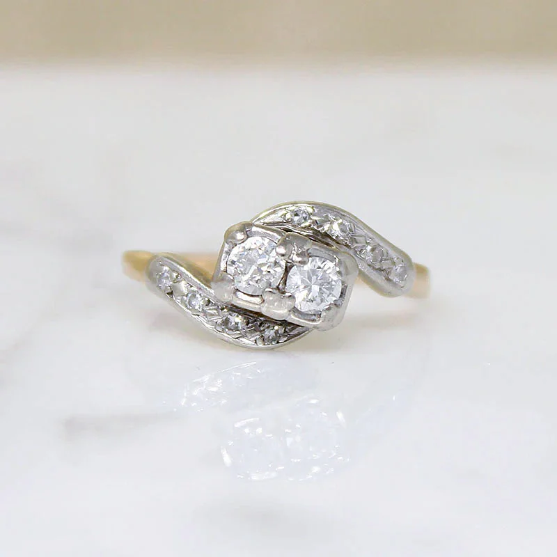 Sky blue diamond engagement rings -Romantic Toi et Moi Diamond Engagement Ring