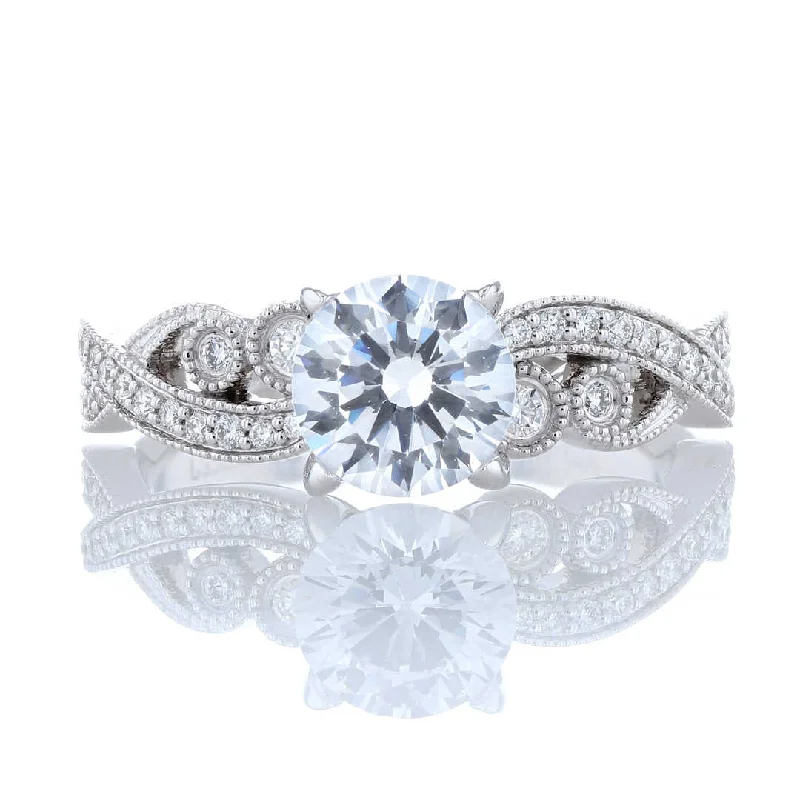 Flush sparkle engagement rings -Paisley Milgrain Diamond Engagement Ring