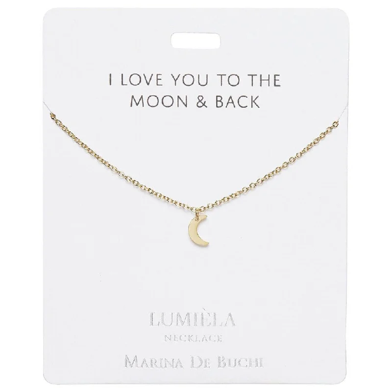 Ladies Necklaces with Hex Spark-Lumiela Necklace: "I love you to the moon and back " - Crescent Moon