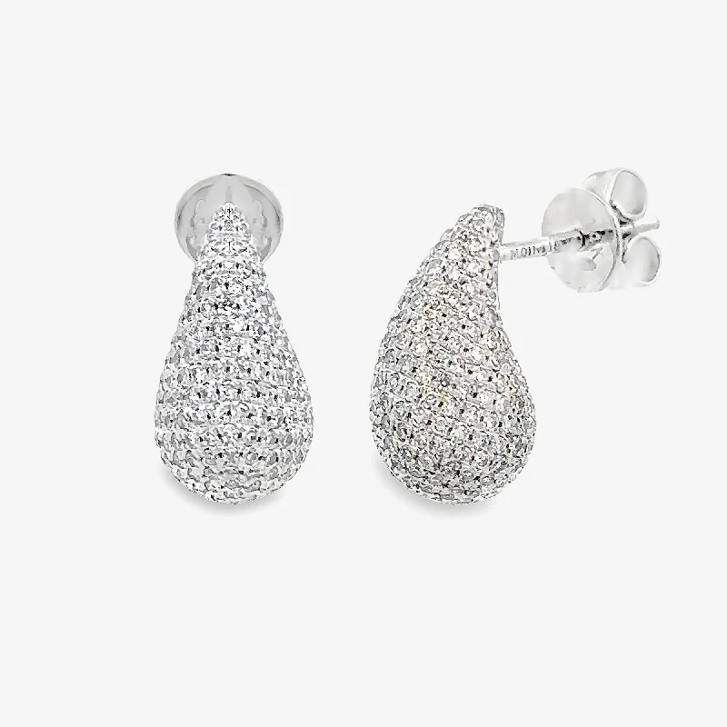 Ladies mystic lunar earrings -Small Pave Diamond Paint Drop Earrings