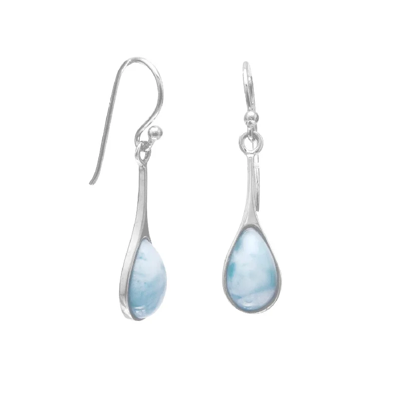 Ladies signature style earrings -Sterling Silver Long Drop Pear Teardrop Shape Dangle Earrings