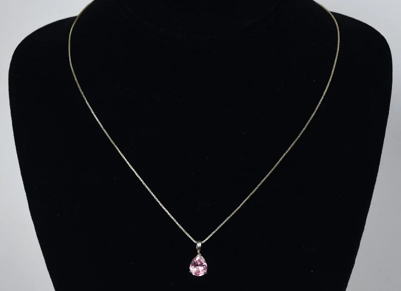 Ladies Necklaces with Blue Dumortierite-Pink Glass Pendant on Sterling Silver Box Link Chain Necklace