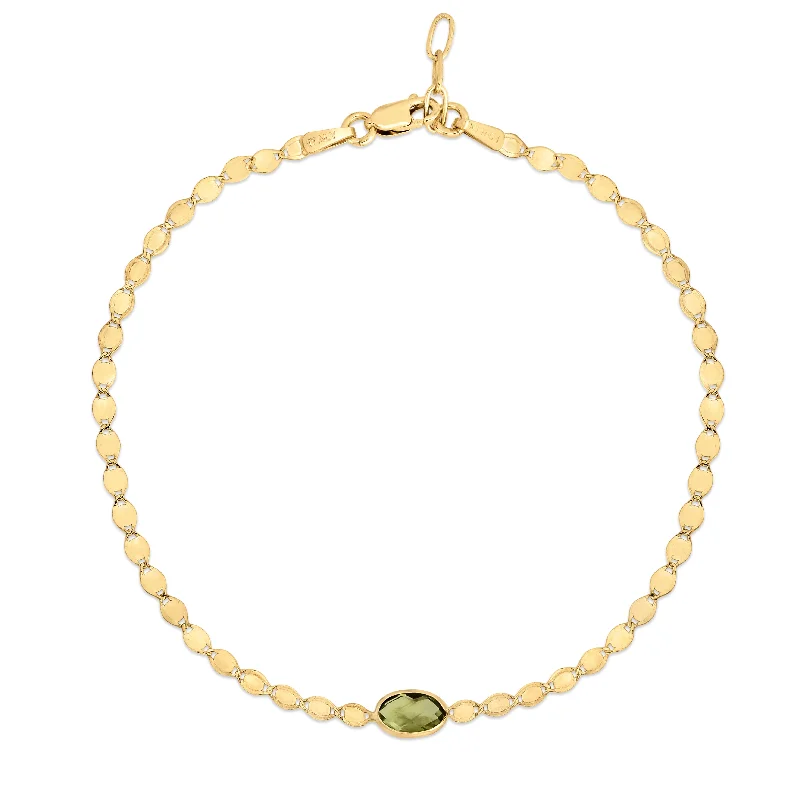 Ladies Bracelets for Evening Spark-14K Peridot Mirrored Chain Bracelet