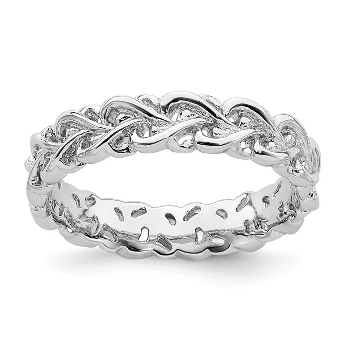 Ladies pristine white rings -Sterling Silver Stackable Expressions Intertwined Heart Ring