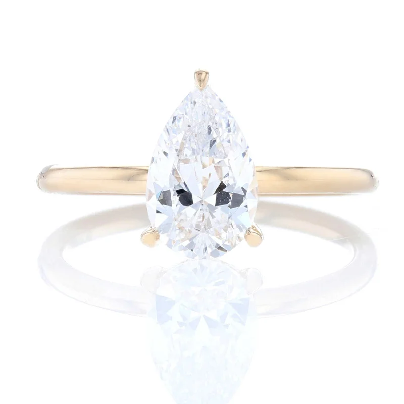 Lunar whisper engagement rings -Pear Solitaire Hidden Halo Engagement Ring