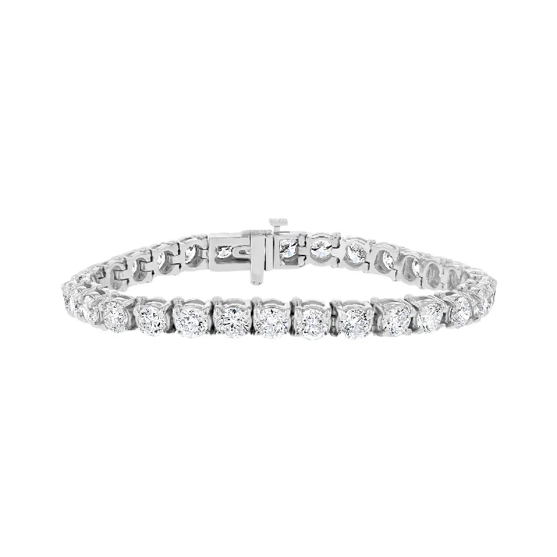 Ladies Bracelets with Initial Shine-14KT WHITE GOLD 12.82 CTW ROUND DIAMOND TENNIS BRACELET