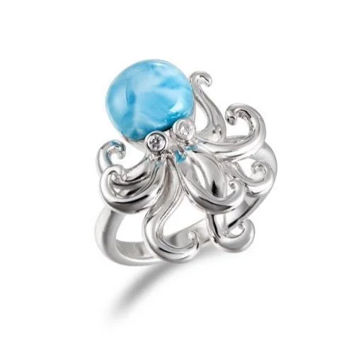 Ladies club pride rings -Larimar and Topaz Kraken Ring by Alamea