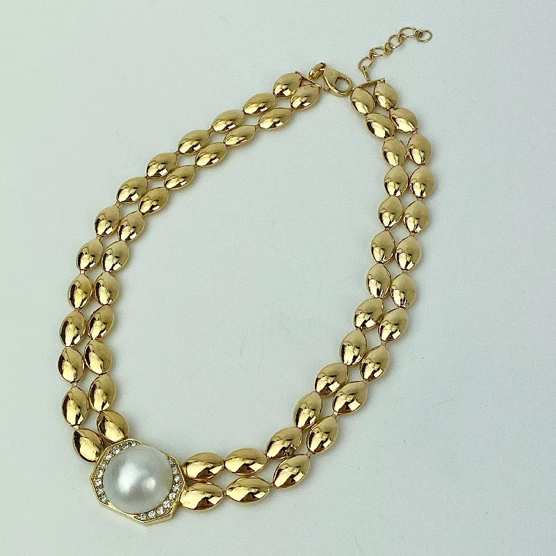 Ladies Necklaces with Globe Glow-Estate Collection - Necklace 14K Yellow Gold/Mabe Pearl