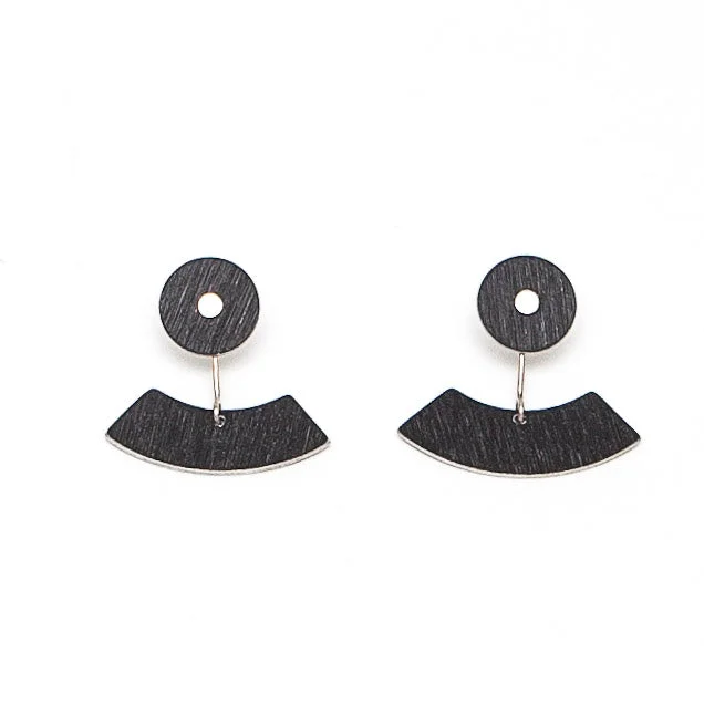 Ladies delicate chain earrings -Mor by Design Dark Grey Textured Horseshoe Aluminium Earrings