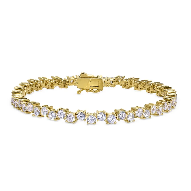 Ladies Bracelets Luxe Spark-Gold Vermeil Sterling Silver Micropave Bracelet with Simulated Diamonds