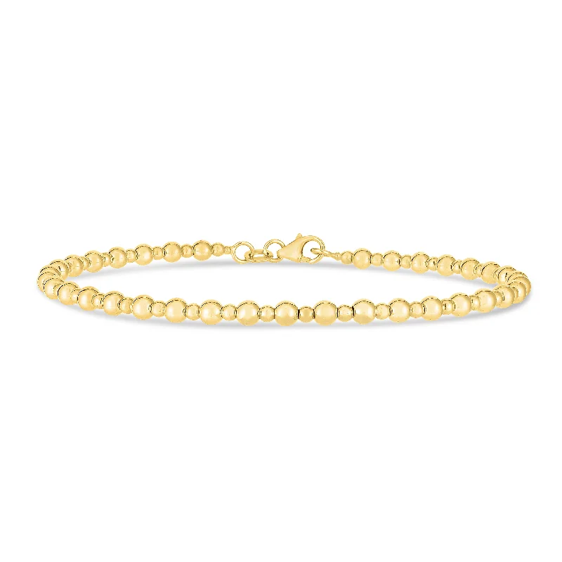 Ladies Bracelets Budget Shine-14K Gold Pallina Bead Bracelet