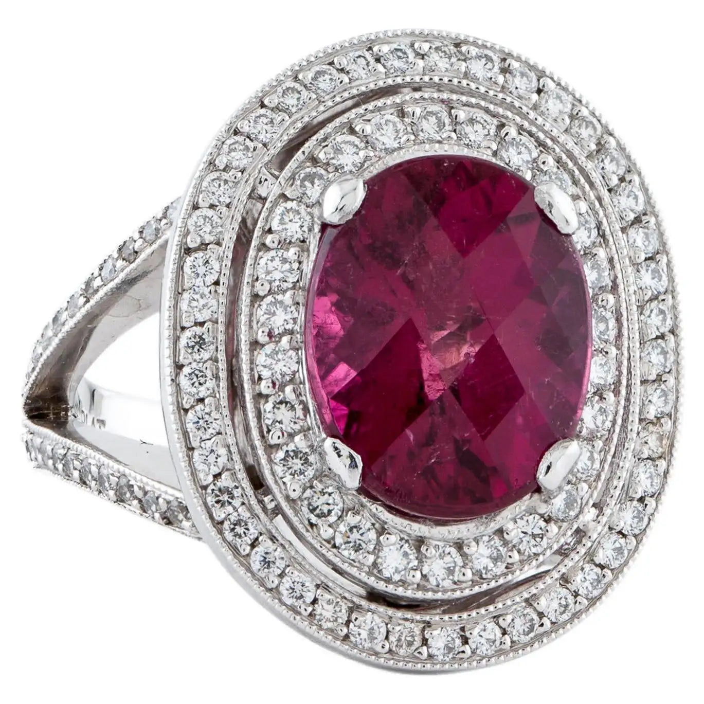 Ladies enamel splash rings -Rubellite Tourmaline & Diamond Ring