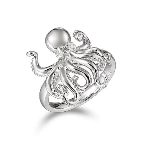 Ladies homestead glow rings -Sterling Silver Palau Octopus Ring by Alamea