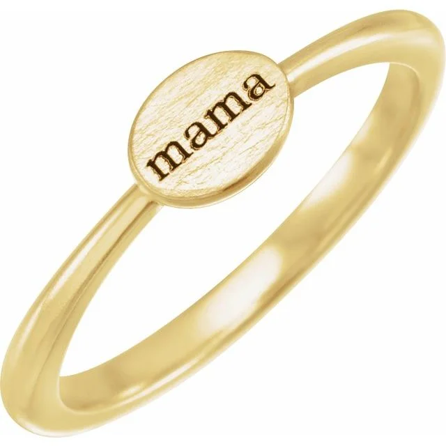 Ladies soaring bird rings -14k Gold Signet Style Oval Mama Ring