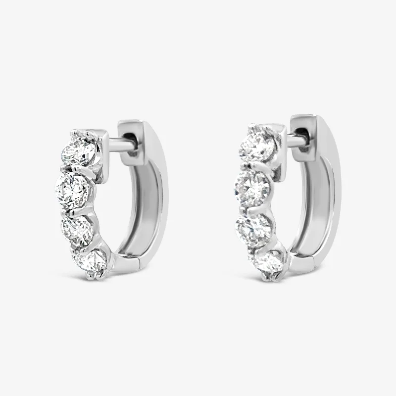 Ladies blooming floral earrings -Prong Set 0.70CT Huggie Earrings