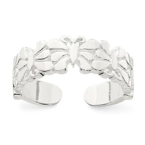 Ladies balanced harmony rings -Sterling Silver Polished Butterflies Toe Ring