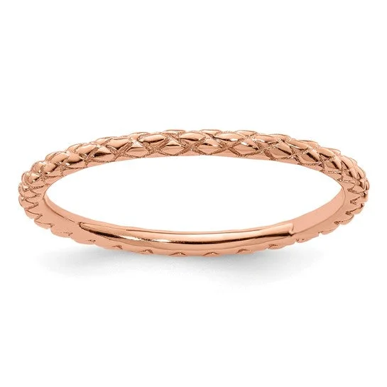 Ladies strong spirit rings -Rose Gold Sterling Silver Stackable Expressions Criss Cross Pattern Ring