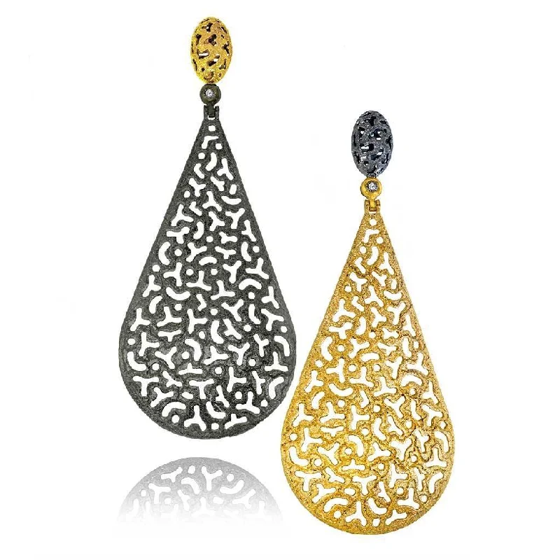 Ladies uplifting wave earrings -Gold Mismatched Festive Drop Earrings with Diamonds