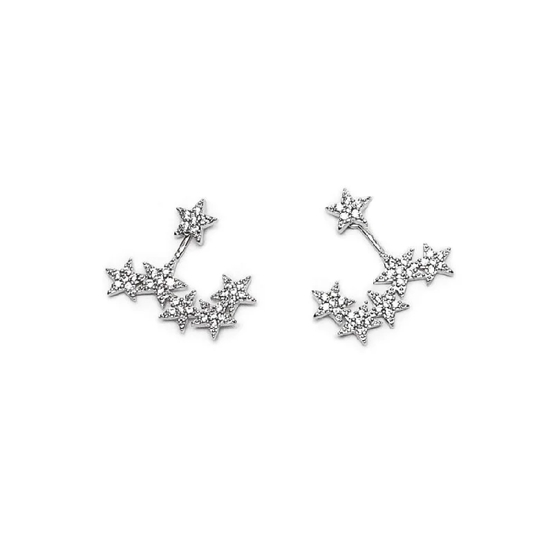 Ladies starlit wonder earrings -Crystal Star Stud Earrings with Back Story of Stars