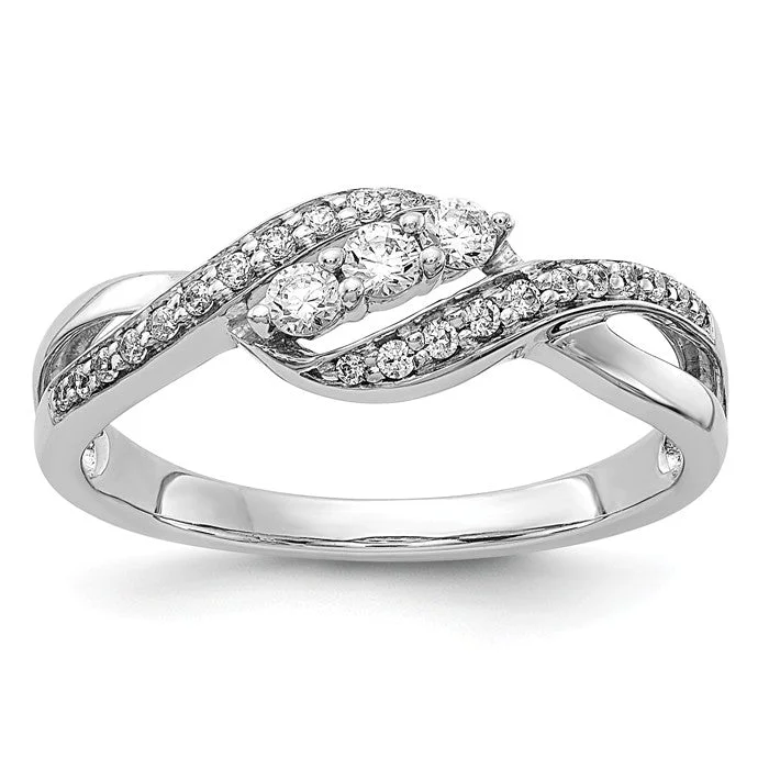 Ladies enchanted bloom rings -14K White Gold Diamond 0.25 CTW 3 Stone Center Infinity Twist Ring