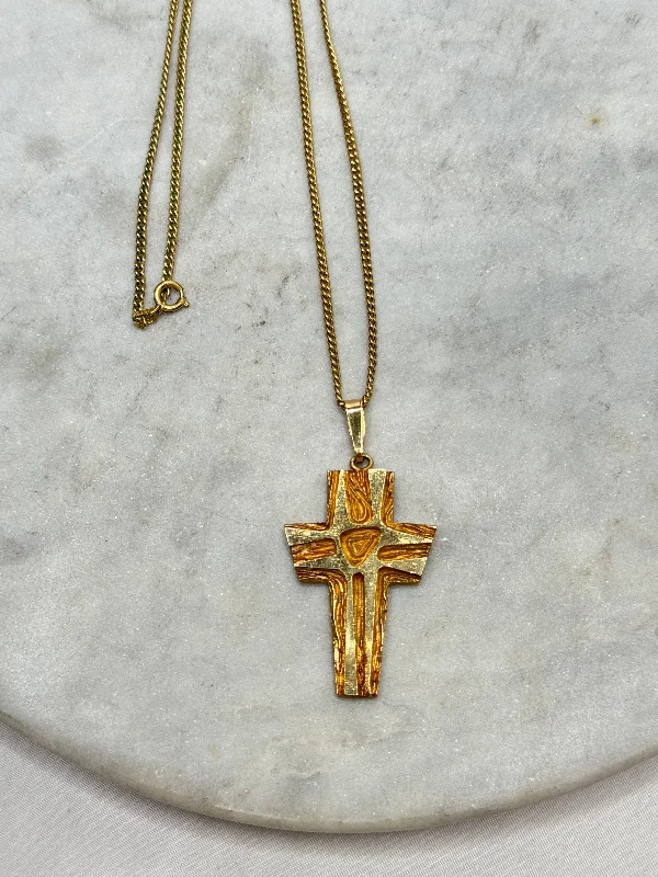 Ladies Necklaces with Green Clinozoisite-Estate Collection - Necklace - Gold Cross Pendant Necklace