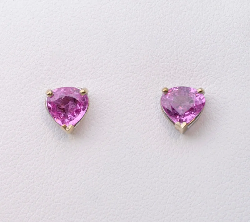 Ladies loving embrace earrings -Pink Sapphire Post Earrings in 14K White Gold