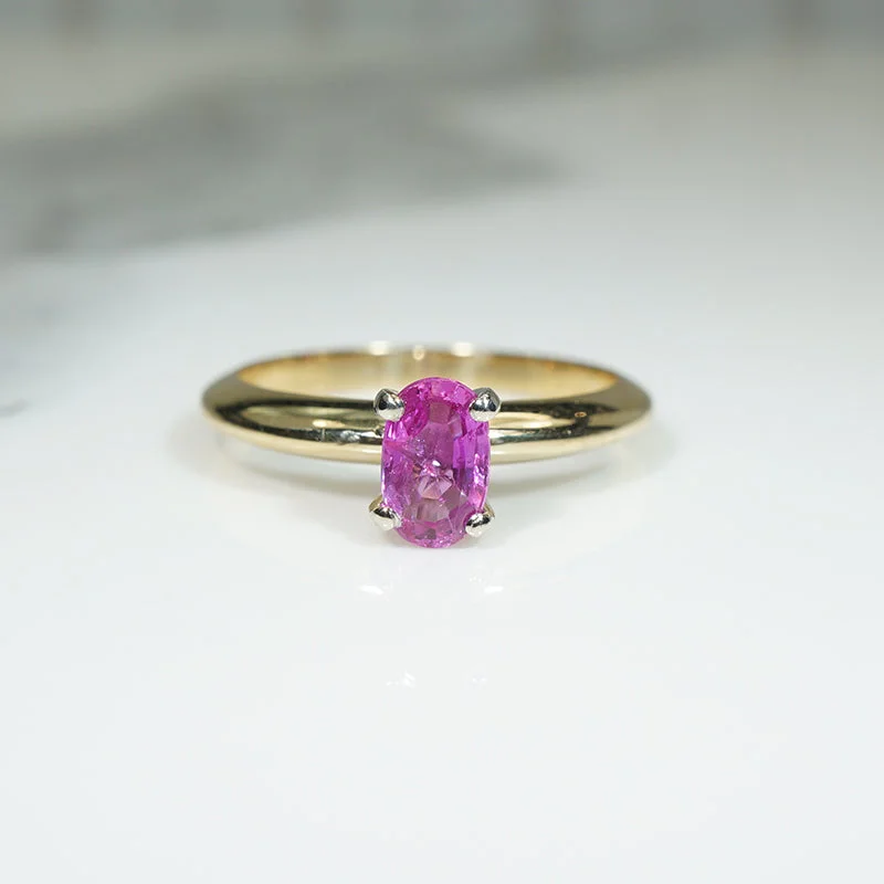 Bright silver engagement rings -Vintage Pink Sapphire Engagement Ring