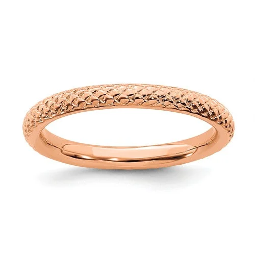 Ladies starlit wonder rings -Rose Gold Over Sterling Silver Stackable Expressions Cable Patterned Ring