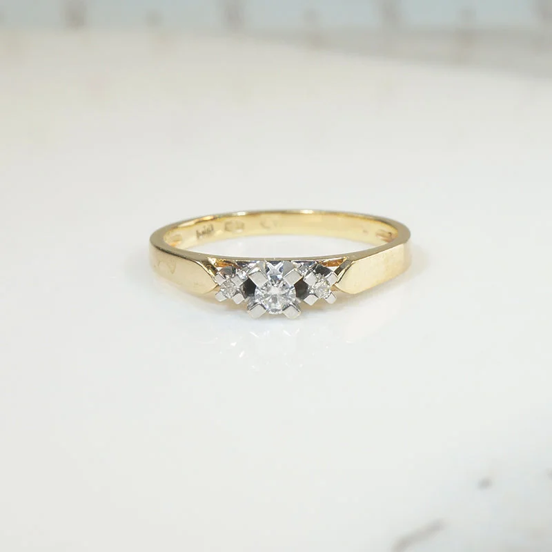 Natural essence engagement rings -Diamond Trio Two-Tone Engagement Ring