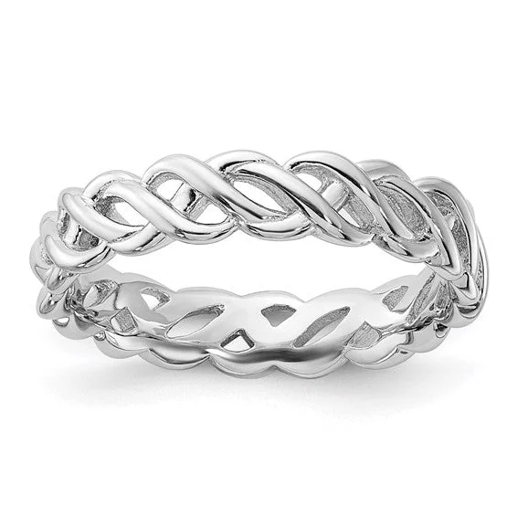 Ladies cultural heritage rings -Sterling Silver Stackable Expressions Carved Band Ring